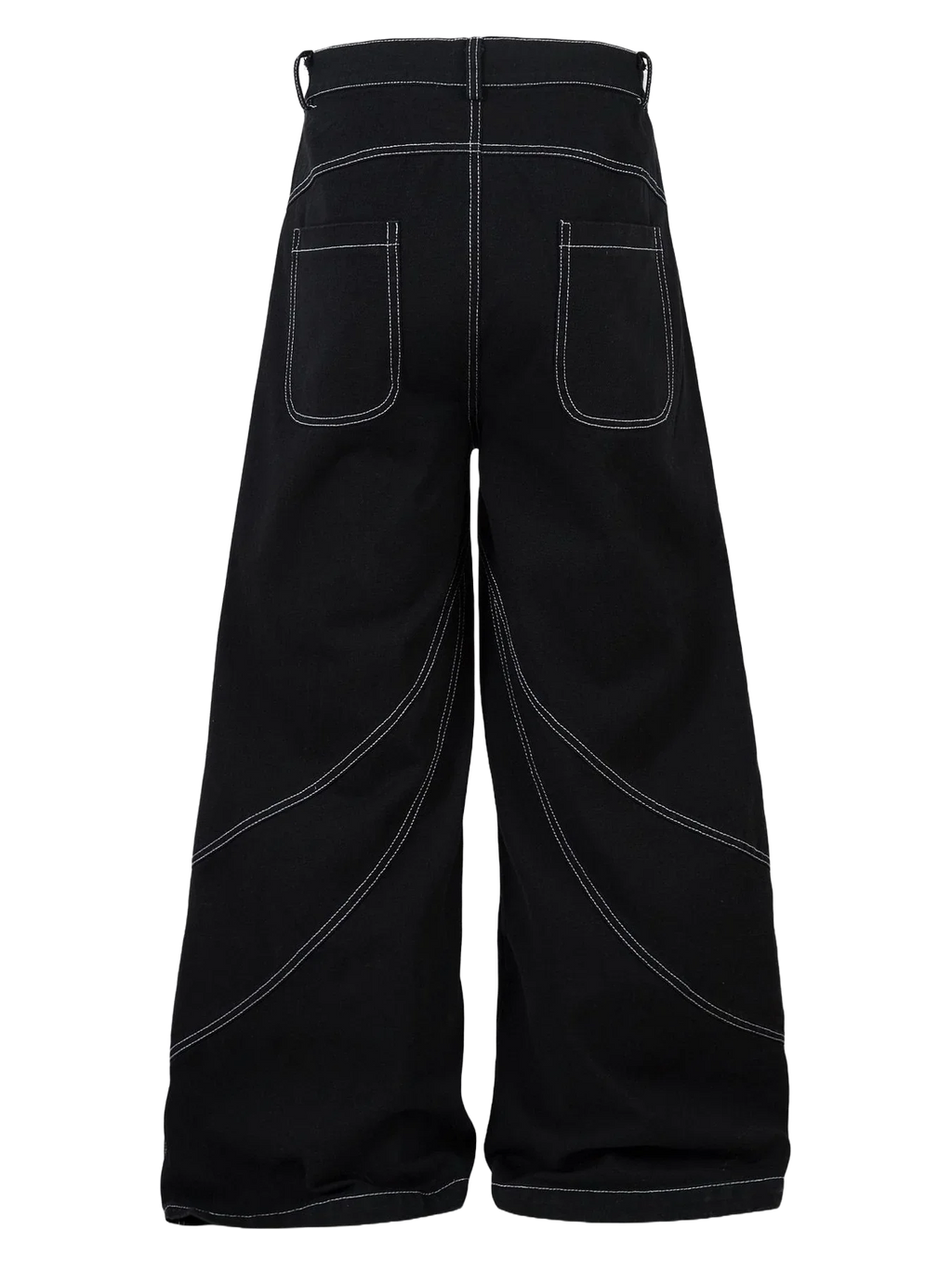 Black pants with white stitching