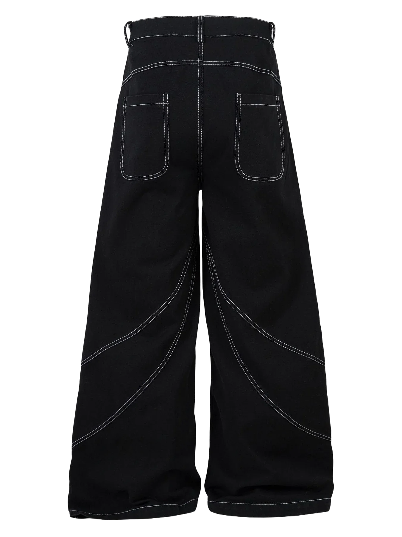 Black pants with white stitching